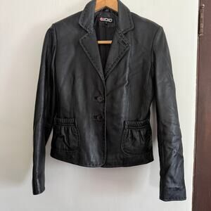 Y2K Vintage XOXO | Black Leather Blazer Jacket | Medium